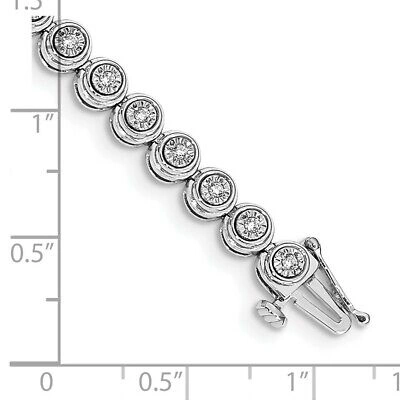 Pre-owned Skyjewelers Real 14kt White Gold Diamond Circle Link Chain Bracelet; 7 Inch