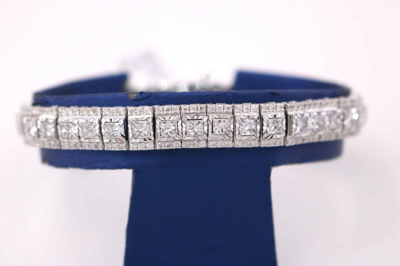 Pre-owned Handmade 14k White Gold 12.00 Ct Diamond Tennis Bracelet, 22 G, 7.5 Inches, S14162 In G-h