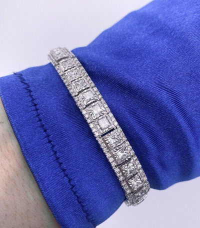Pre-owned Handmade 14k White Gold 12.00 Ct Diamond Tennis Bracelet, 22 G, 7.5 Inches, S14162 In G-h
