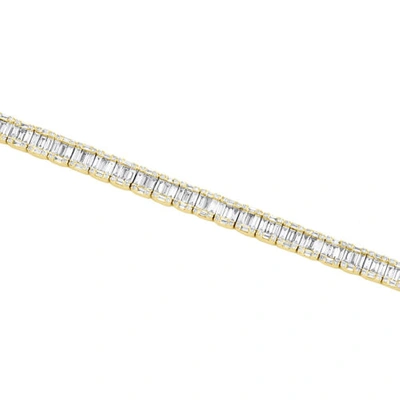 Pre-owned Jfl Diamonds & Timepieces 14k Yellow Gold Round & Baguette Diamond 5mm Statement 7" Tennis Bracelet 4.8 Ct In White