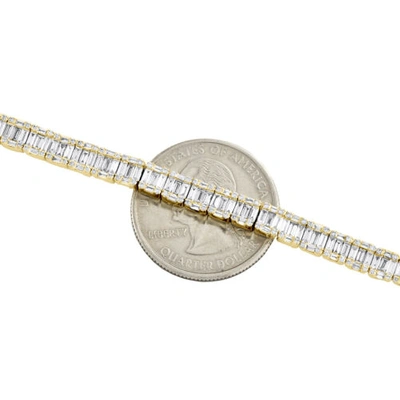 Pre-owned Jfl Diamonds & Timepieces 14k Yellow Gold Round & Baguette Diamond 5mm Statement 7" Tennis Bracelet 4.8 Ct In White