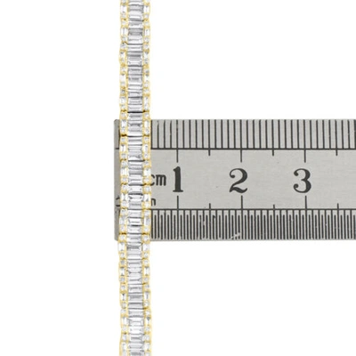 Pre-owned Jfl Diamonds & Timepieces 14k Yellow Gold Round & Baguette Diamond 5mm Statement 7" Tennis Bracelet 4.8 Ct In White