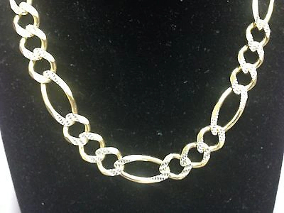 Pre-owned R C I 14k Solid Gold White Pave Figaro Curb Link Men's Chain/necklace 30" 7mm 50grams In No Stone