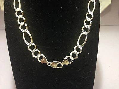 Pre-owned R C I 14k Solid Gold White Pave Figaro Curb Link Men's Chain/necklace 30" 7mm 50grams In No Stone