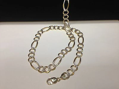 Pre-owned R C I 14k Solid Gold White Pave Figaro Curb Link Men's Chain/necklace 30" 7mm 50grams In No Stone