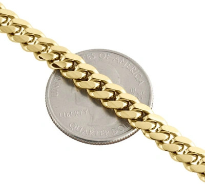 Pre-owned Jfl Diamonds & Timepieces Mens Real 10k Yellow Gold 6mm Solid Miami Cuban Link Fancy Bracelet Box Clasp 9"