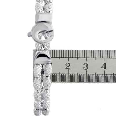 Pre-owned Jfl Diamonds & Timepieces 14k White Gold 8mm Diamond Cut Textured Rice Moon Cut Statement Bead 8" Bracelet