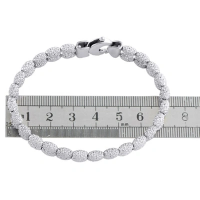 Pre-owned Jfl Diamonds & Timepieces 14k White Gold 8mm Diamond Cut Textured Rice Moon Cut Statement Bead 8" Bracelet