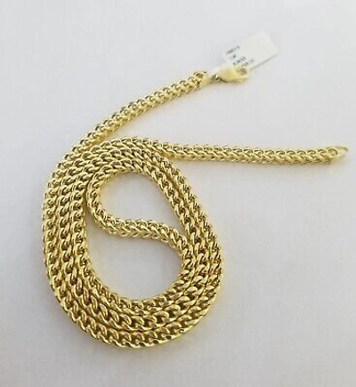 Pre-owned Gold & Diamond Jewelers 10k Gold Franco Chain & 10kt Cross Charm Pendant And Necklace 26" 4-5mm Set Real In Yellow