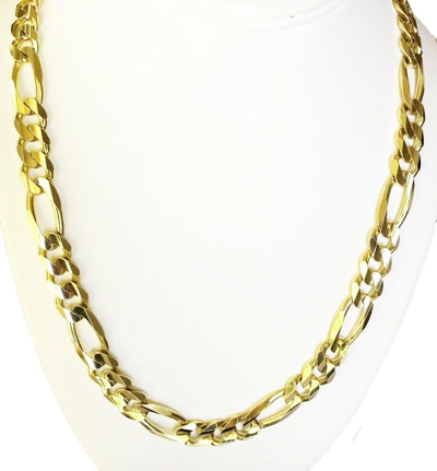 Pre-owned Gd Diamond 10.50mm 22" 96.00 Gm Solid 14k Yellow Gold Men's Figaro Chain Heavy Necklace