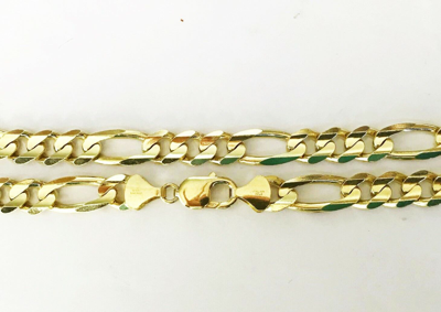 Pre-owned Gd Diamond 10.50mm 22" 96.00 Gm Solid 14k Yellow Gold Men's Figaro Chain Heavy Necklace