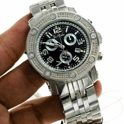 Pre-owned Joe Rodeo Men's Diamond Watch  Apollo Iapo5 1.7 Ct Black Gloss Dial In White