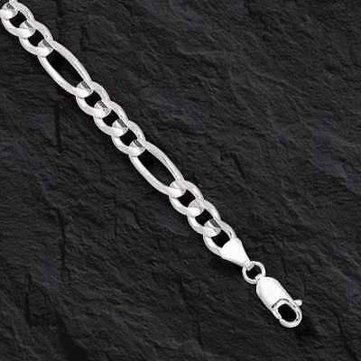 Pre-owned R C I 14k Solid White Gold Mens Figaro Curb Llink Chain/necklace 22" 6mm 23 Grams