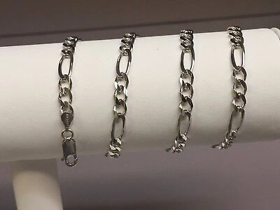 Pre-owned R C I 14k White Gold 22" Mens Solid Figaro Curb Llink Chain/necklace 6mm 23 Grams