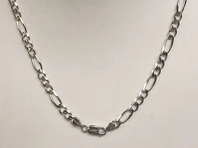 Pre-owned R C I 14k Solid White Gold Mens Figaro Curb Llink Chain/necklace 22" 6mm 23 Grams