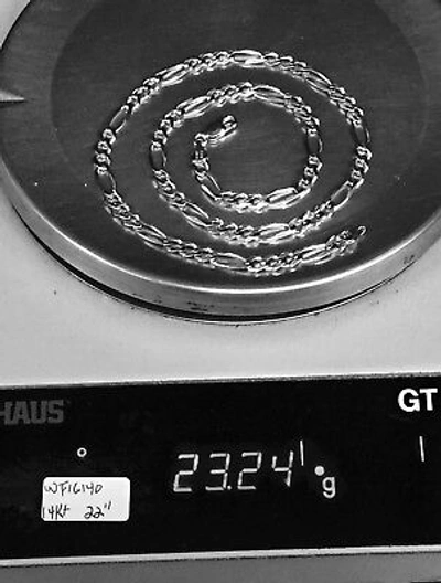 Pre-owned R C I 14k White Gold 22" Mens Solid Figaro Curb Llink Chain/necklace 6mm 23 Grams
