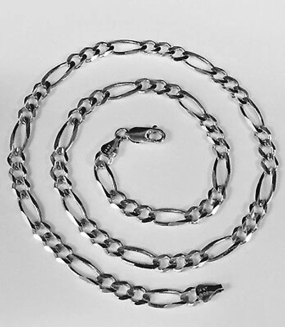 Pre-owned R C I 14k Solid White Gold Mens Figaro Curb Llink Chain/necklace 22" 6mm 23 Grams