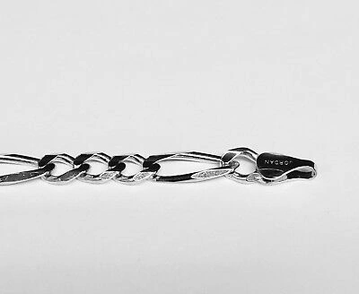 Pre-owned R C I 14k Solid White Gold Mens Figaro Curb Llink Chain/necklace 22" 6mm 23 Grams