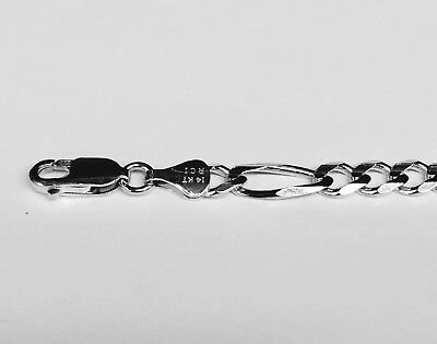 Pre-owned R C I 14k White Gold 22" Mens Solid Figaro Curb Llink Chain/necklace 6mm 23 Grams