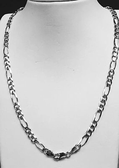 Pre-owned R C I 14k Solid White Gold Mens Figaro Curb Llink Chain/necklace 22" 6mm 23 Grams