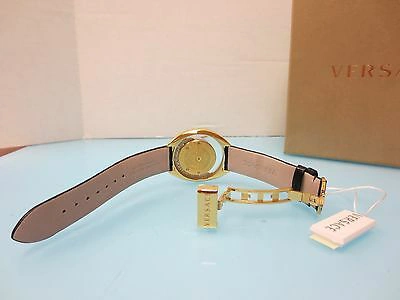 Pre-owned Versace Womens 86q71sd498 S009 Destiny Spirit Gold Ip Case Leather Diamond Watch