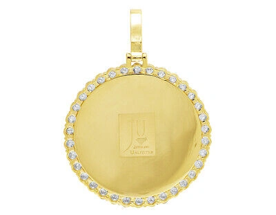Pre-owned Jewelry Unlimited 10k Yellow Gold Memory Frame Medallion Illusion Set Photo Pendant 1.75 Ct 2.5"