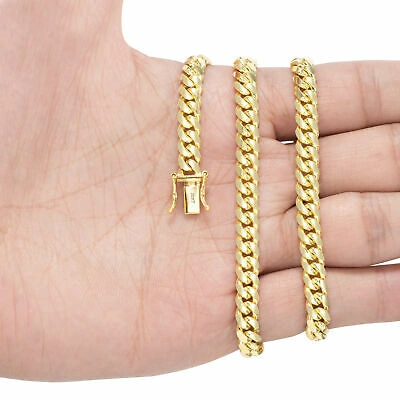 Pre-owned Nuragold 10k Yellow Gold Solid 6mm Mens Miami Cuban Link Chain Necklace Box Clasp 22"