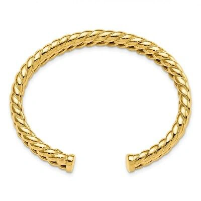 Pre-owned Skyjewelers Real 14kt Yellow Gold Polished Fancy Link Cuff Bangle