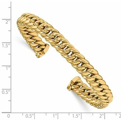 Pre-owned Skyjewelers Real 14kt Yellow Gold Polished Fancy Link Cuff Bangle
