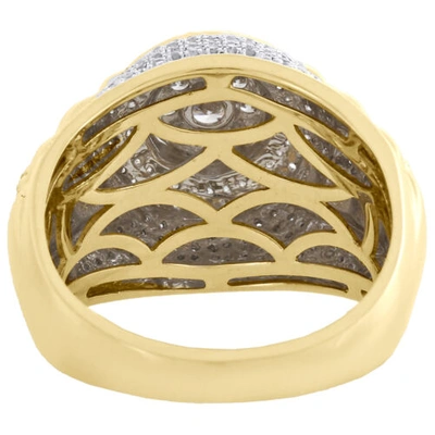 Pre-owned Jfl Diamonds & Timepieces 10k Yellow Gold Diamond Step Shank Tier 16mm Round Frame Pave Pinky Ring 1 Ct. In White
