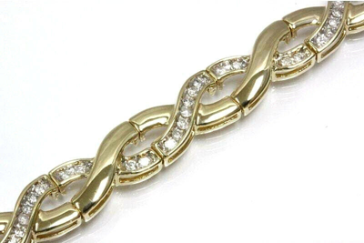 Pre-owned Jewelry By Arsa 1.25 Ctw Natural Diamond Solid 14k Yellow Gold Braided Wide Infinity Bracelet In G-h