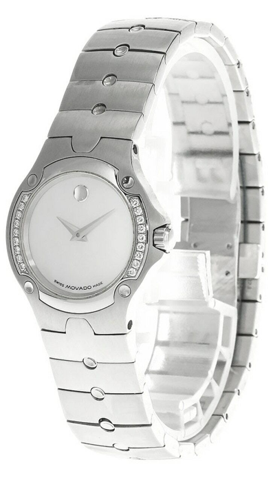 Pre-owned Movado 27mm Quartz Ss Diamond Mop Dial Women's Watch 0604483