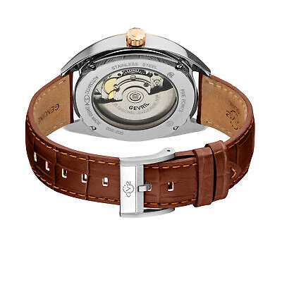 Pre-owned Gevril Men 48700a Five Points Swiss Automatic Exhibition Case Back Leather Watch