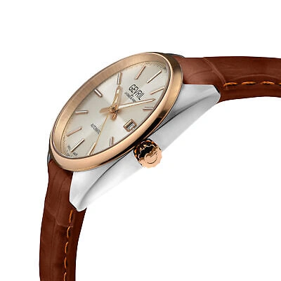 Pre-owned Gevril Men 48700a Five Points Swiss Automatic Exhibition Case Back Leather Watch