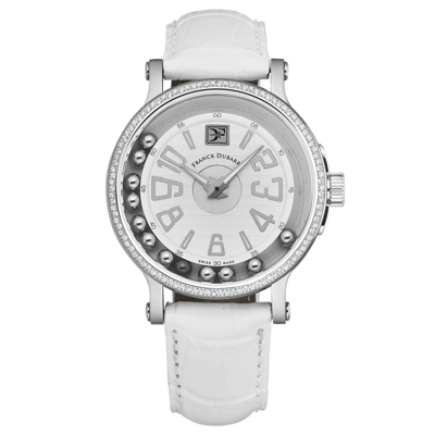 Pre-owned Franck Dubarry Women 'crazy Balls' White Dial White Leather Strap Swiss Cb-03-08