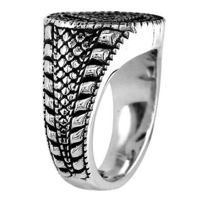Pre-owned Silver Diamond Alcoholics Anonymous Aa Sobriety Ring With Reptile Texture And Black In In Sterling