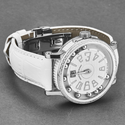 Pre-owned Franck Dubarry Women 'crazy Balls' White Dial White Leather Strap Swiss Cb-03-08