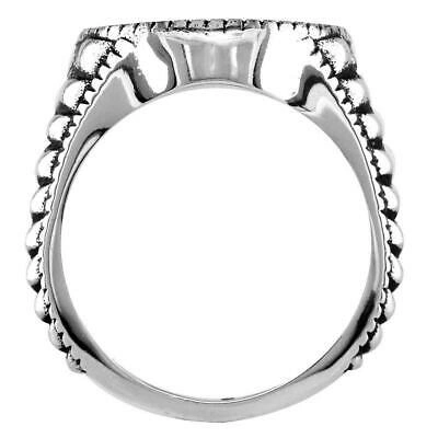 Pre-owned Silver Diamond Alcoholics Anonymous Aa Sobriety Ring With Reptile Texture And Black In In Sterling