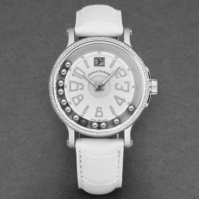 Pre-owned Franck Dubarry Women 'crazy Balls' White Dial White Leather Strap Swiss Cb-03-08