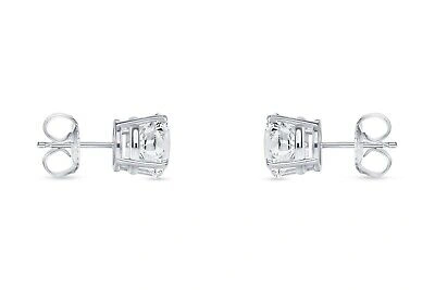 Pre-owned Shine Brite With A Diamond 3 Ct Round Lab Created Grown Diamond Earrings 950 Platinum G/vs Basket Push Back In White/colorless