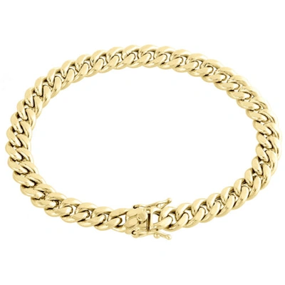 Pre-owned Jfl Diamonds & Timepieces Real 10k Yellow Gold Hollow Miami Cuban Link Bracelet 8.50mm Box Clasp 9 Inch
