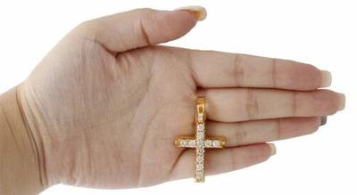 Pre-owned Jfl Diamonds & Timepieces 10k Yellow Gold Round Diamond Prong Set Cross Pendant 1.80" Mens Charm 2.55 Ct. In White