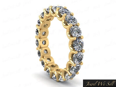 Pre-owned Jewelwesell 3ct Round Diamond Shared U-prong Eternity Band Wedding Ring 18k Gold G-h I1 In Gh