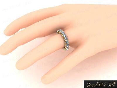 Pre-owned Jewelwesell 3ct Round Diamond Shared U-prong Eternity Band Wedding Ring 18k Gold G-h I1 In Gh