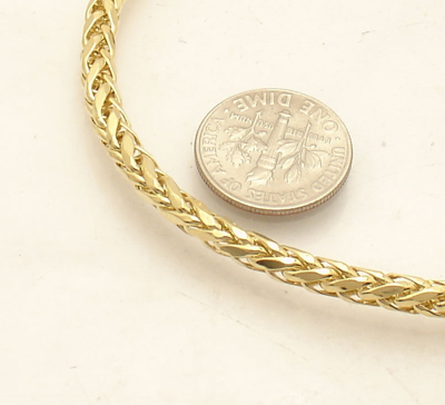 Pre-owned Spiga 9" Mens Round Wheat  Bracelet Lobster Clasp Lock Real 10k Yellow Gold