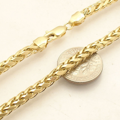 Pre-owned Spiga 9" Mens Round Wheat  Bracelet Lobster Clasp Lock Real 10k Yellow Gold