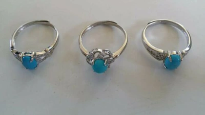 Pre-owned Sterling Huge Wholesale Lot 200  Silver Rings With Turquoise And Cubic Zirconia