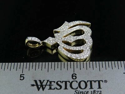 Pre-owned Jewelry Unlimited Men's Solid 10k Yellow Gold Real Diamond Arabic Allah Pendant Charm 7/8 Ct 1.5"