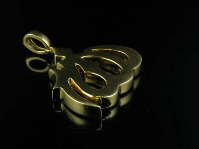 Pre-owned Jewelry Unlimited Men's Solid 10k Yellow Gold Real Diamond Arabic Allah Pendant Charm 7/8 Ct 1.5"