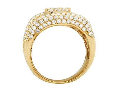 Pre-owned Jewelry Unlimited Mens 14k Yellow Gold Round Genuine Diamond Xl Statement Wedding Ring 6ct 22mm